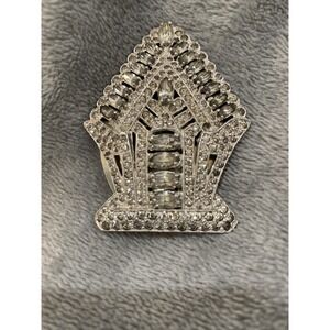 Art Deco Crystal Rhinestone Vintage Dress Clip Buckle Rhodium Plated Vintage‎